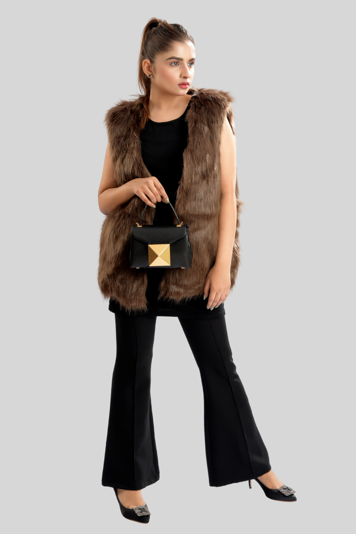 Petite Woolen Fur Vest