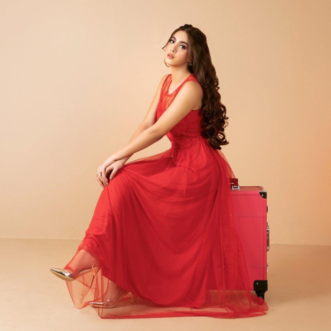 Botanical Elegance Sleeveless Long-Length Dress