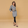 Elegant Chessboard Skirt and Coat Ensemble