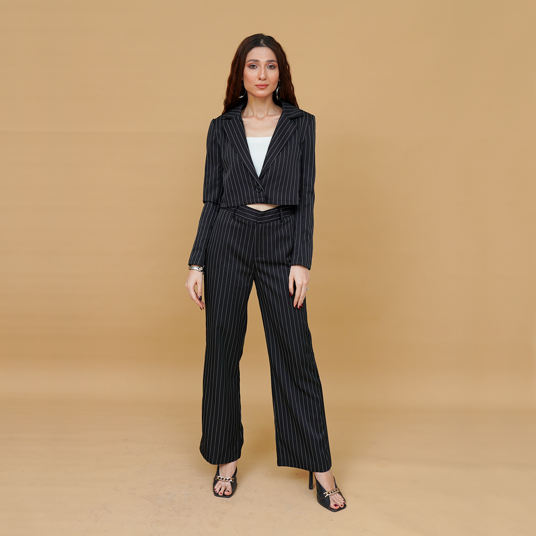 High Waist Boot Pants and Short Coat Set