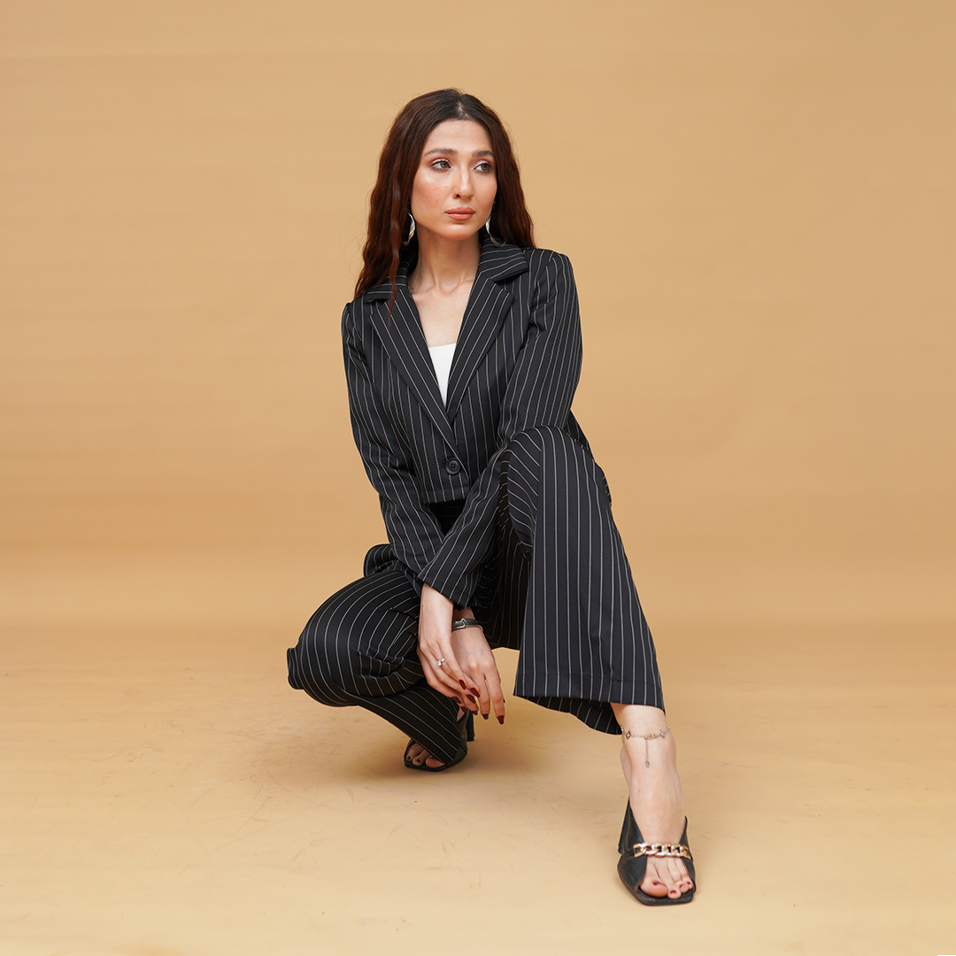 High Waist Boot Pants and Short Coat Set