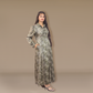 Printed pleated dress- Patterned Collar Statement