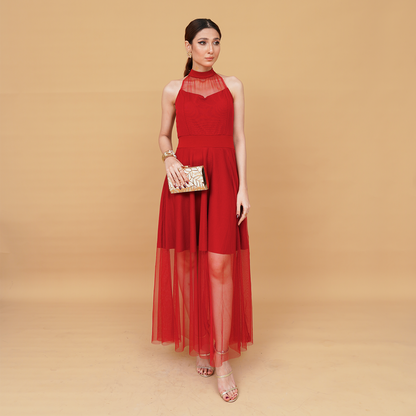 Ethereal Net Charm Long Maxi Dress