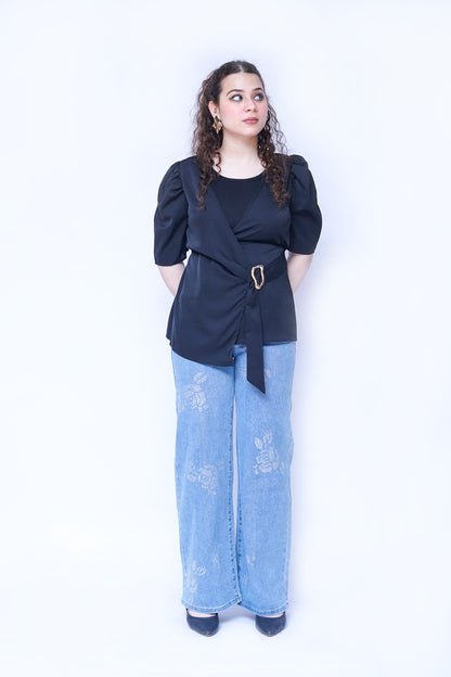 Wide Leg Floral Rhinestone Jeans | New Jersey by Germany