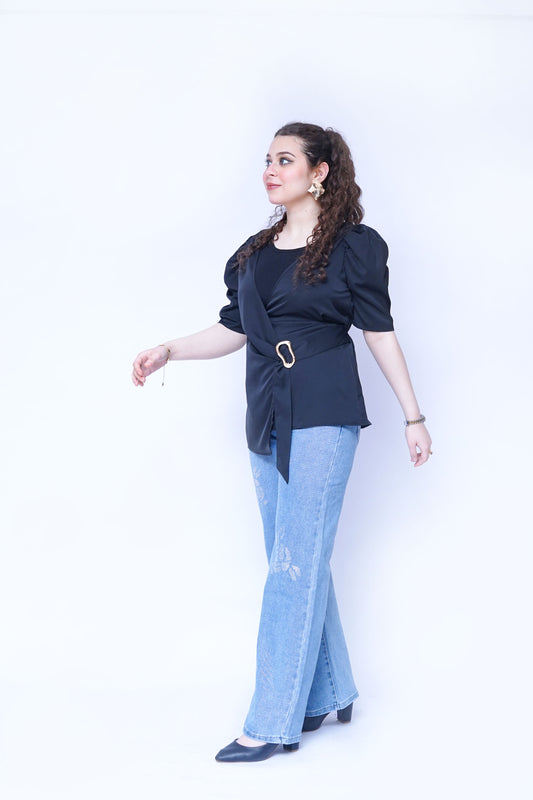 Wide Leg Floral Rhinestone Jeans | New Jersey by Germany