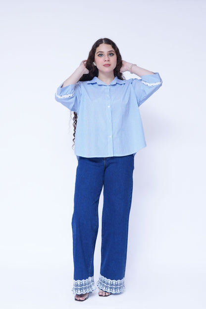 Light Blue Striped Button-Down Shirt | New Jersey by Germany