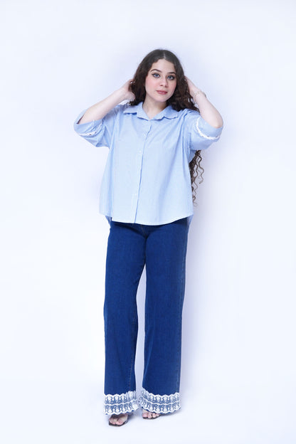 Light Blue Striped Button-Down Shirt | New Jersey by Germany