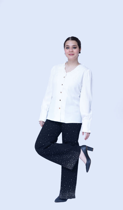 Wide Leg Rhinestone Black Jeans | New Jersey by Germany