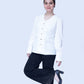 Frilled Button-Down Blouse with Black Embellished Straight-Leg Pants | New Jersey by Germany