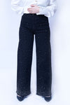 Wide Leg Rhinestone Black Jeans | New Jersey by Germany