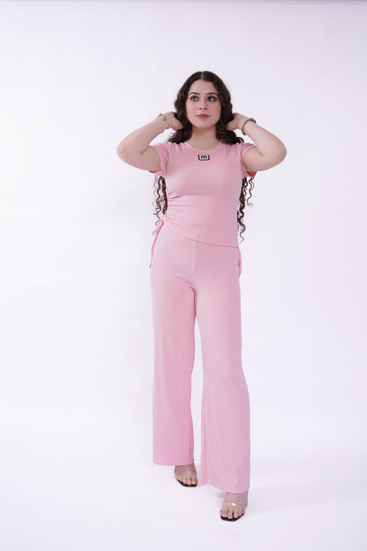 Rhinestone Stretched Half Sleeves Top with Trouser | New Jersey by Germany