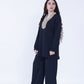 Black Embroidered Neckline Tunic with Straight-Cut Trousers | New Jersey by Germany