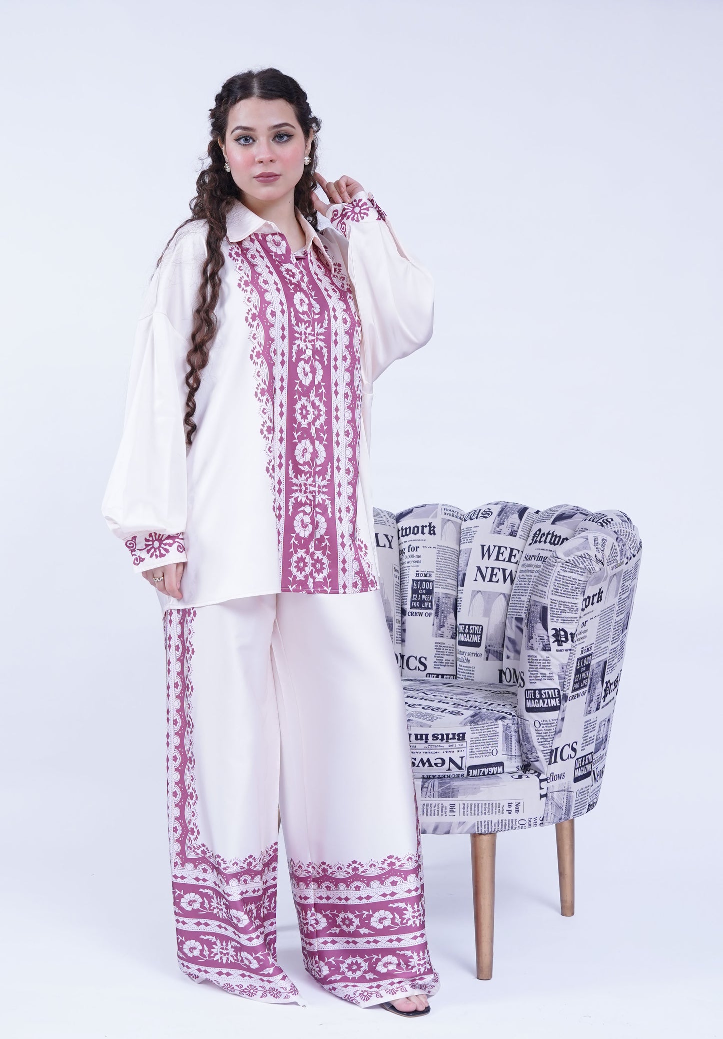 Printed Button-Down Blouse with Loose Trouser | New Jersey by Germany