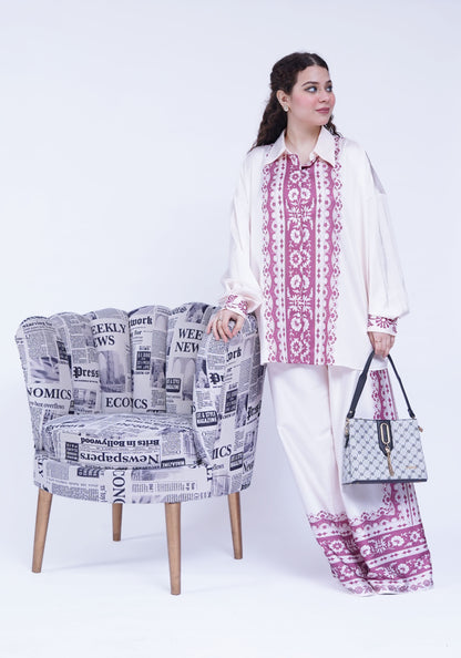 Printed Button-Down Blouse with Loose Trouser | New Jersey by Germany