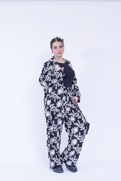 Floral Blazer with Charlotte Pant Set in Black Jacquard | New Jersey by Germany