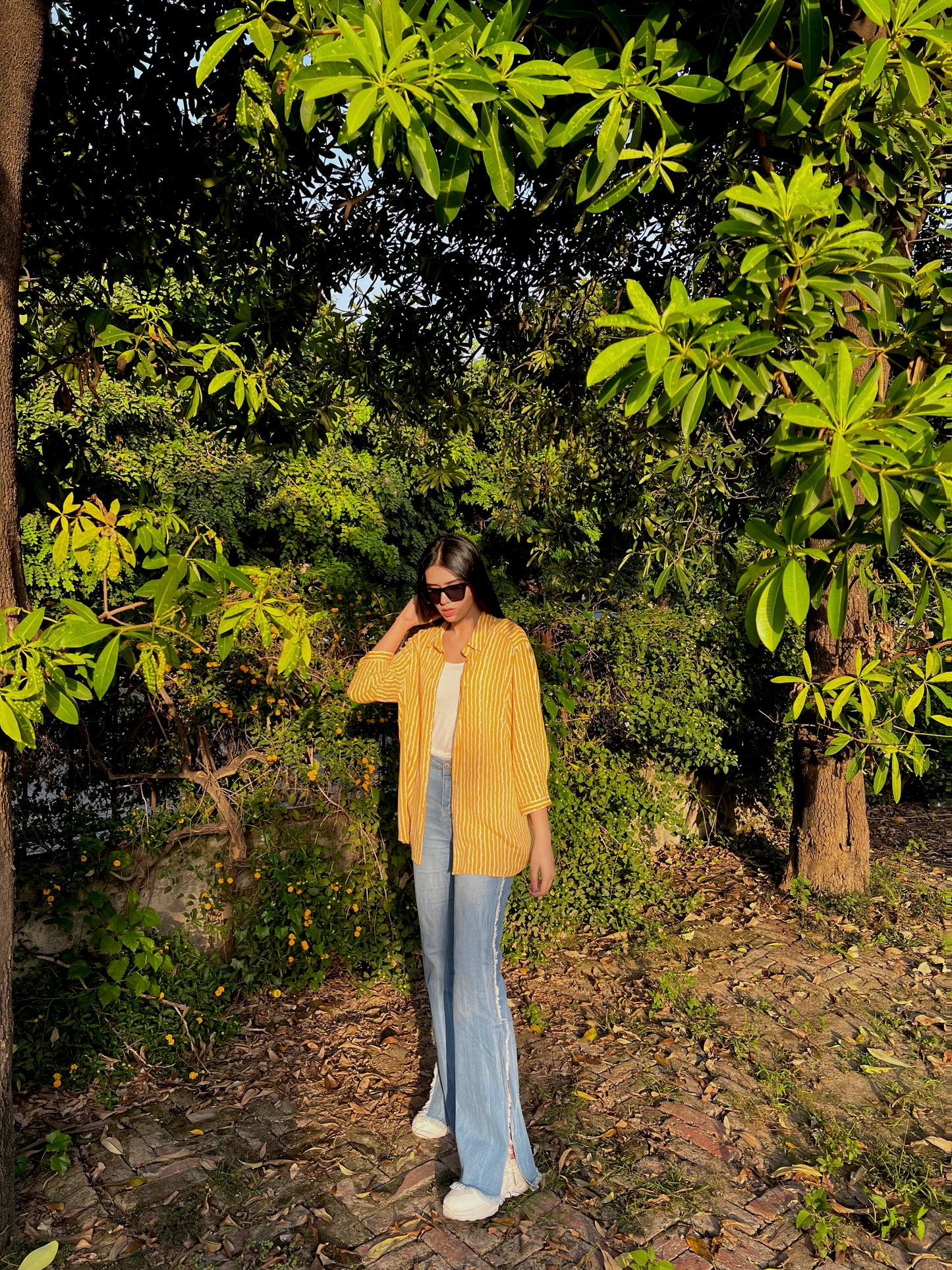 TEXTURED STRIPE OVERSIZED SHIRT