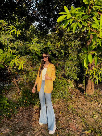 TEXTURED STRIPE OVERSIZED SHIRT