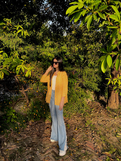 TEXTURED STRIPE OVERSIZED SHIRT