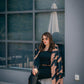 CAMEL MID-CALF LENGTH COAT IN BLACK GEOMETRIC PATTERN Coat