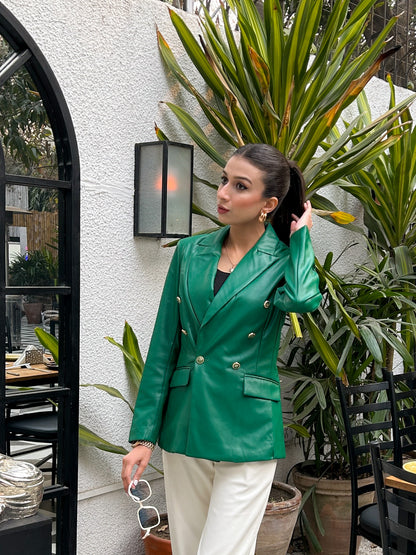 Double Breasted Leather Coat