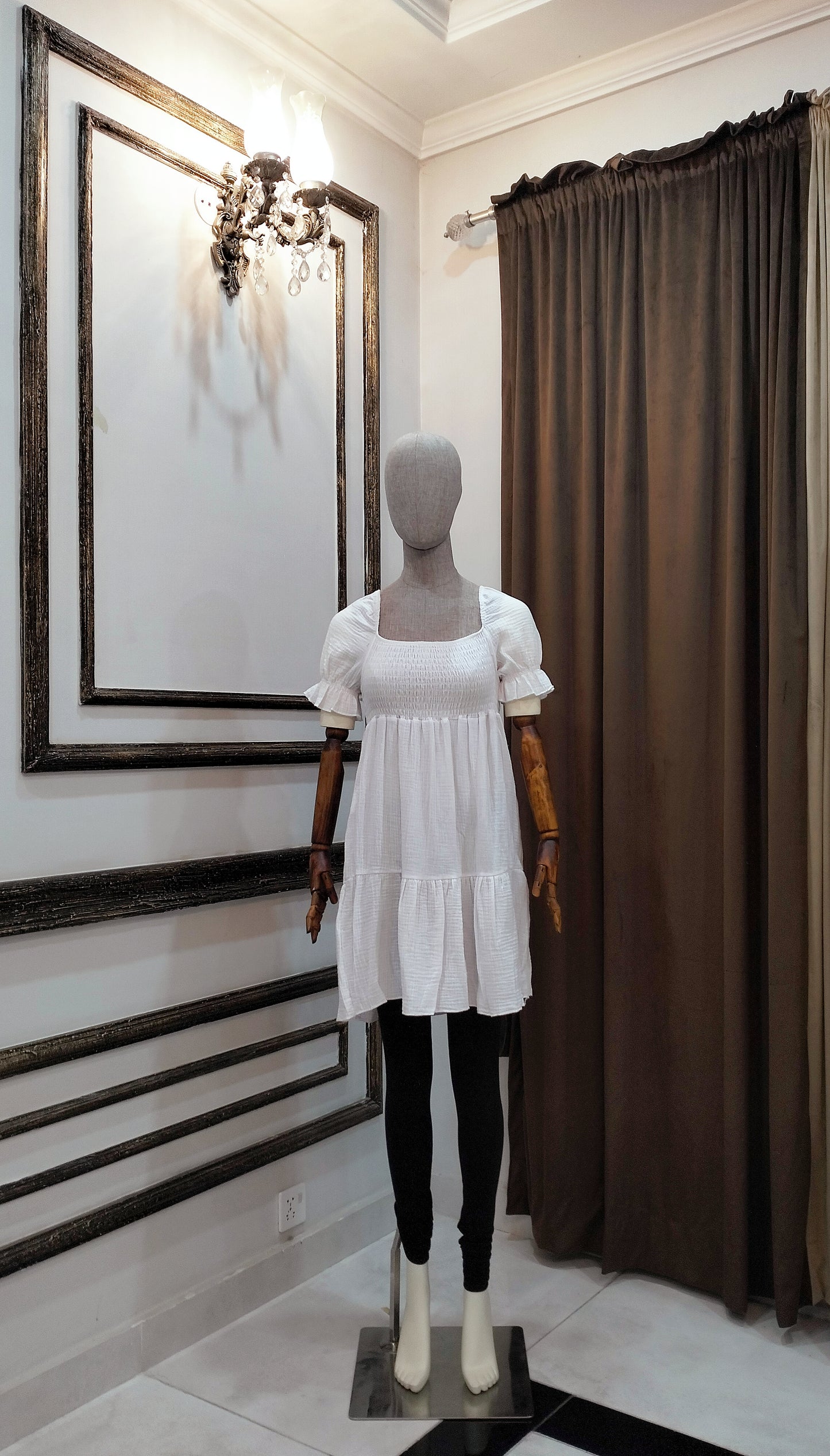 NJ PUFF SLEEVESLES MIDI DRESS