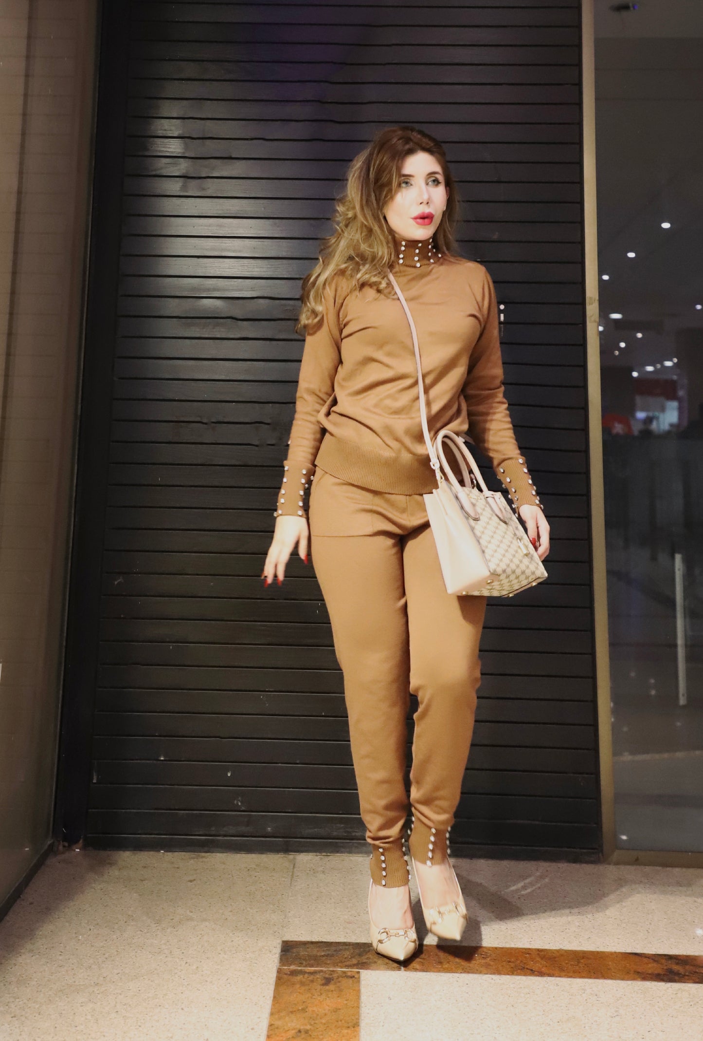 Mock Neck and Jogging Pant Two-Piece Set