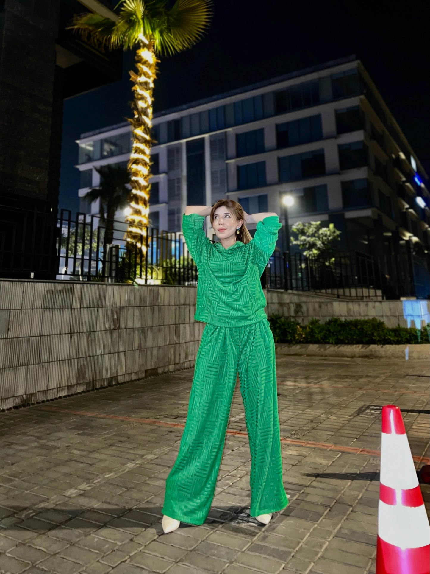 Neck Crop Top Outfits Baggy Pants Sets