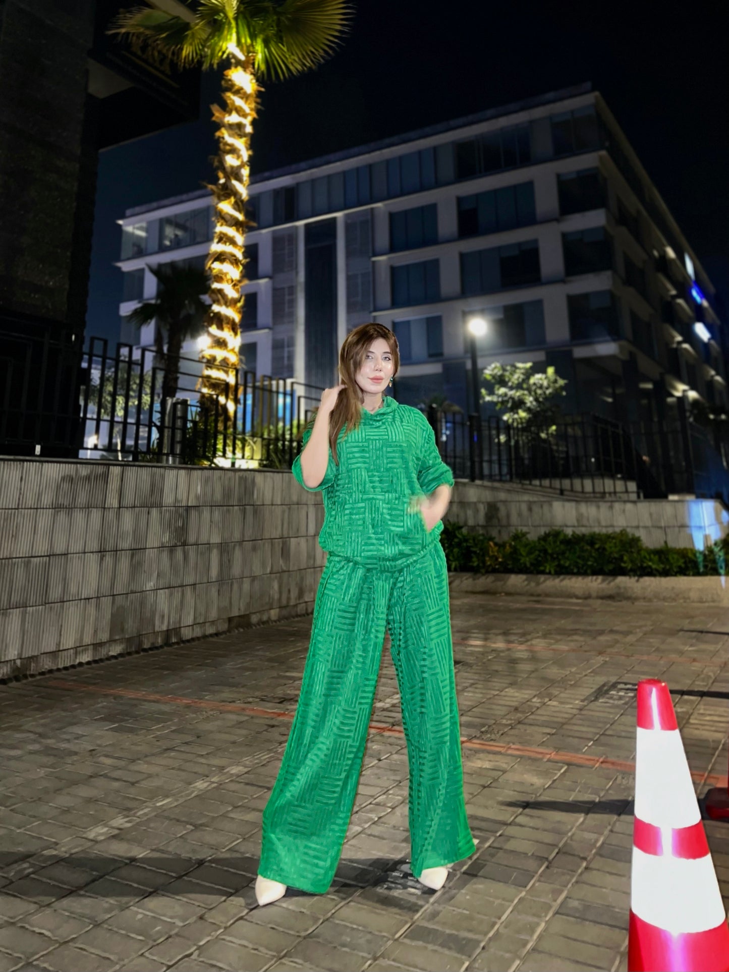 Neck Crop Top Outfits Baggy Pants Sets