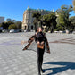 CAMEL MID-CALF LENGTH COAT IN BLACK GEOMETRIC PATTERN Coat