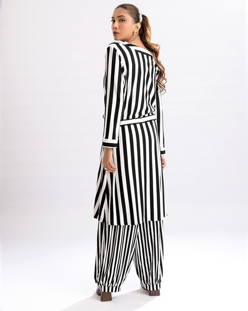 Bold Stripe Button-Up Combo
