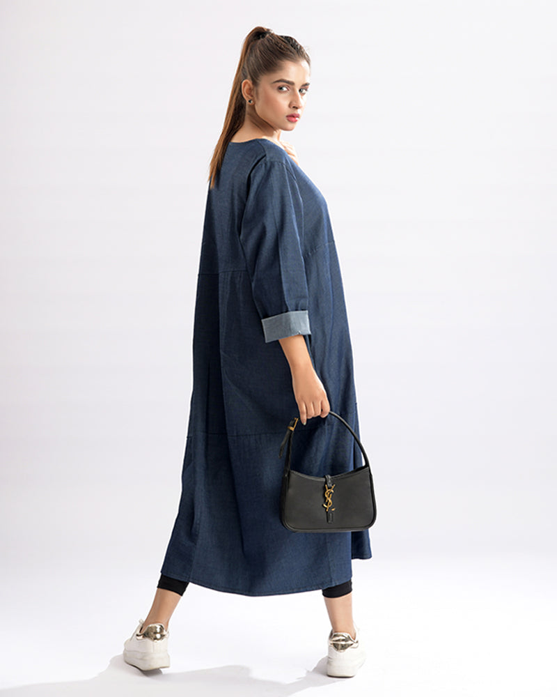 Denim-Inspired Winter Dress