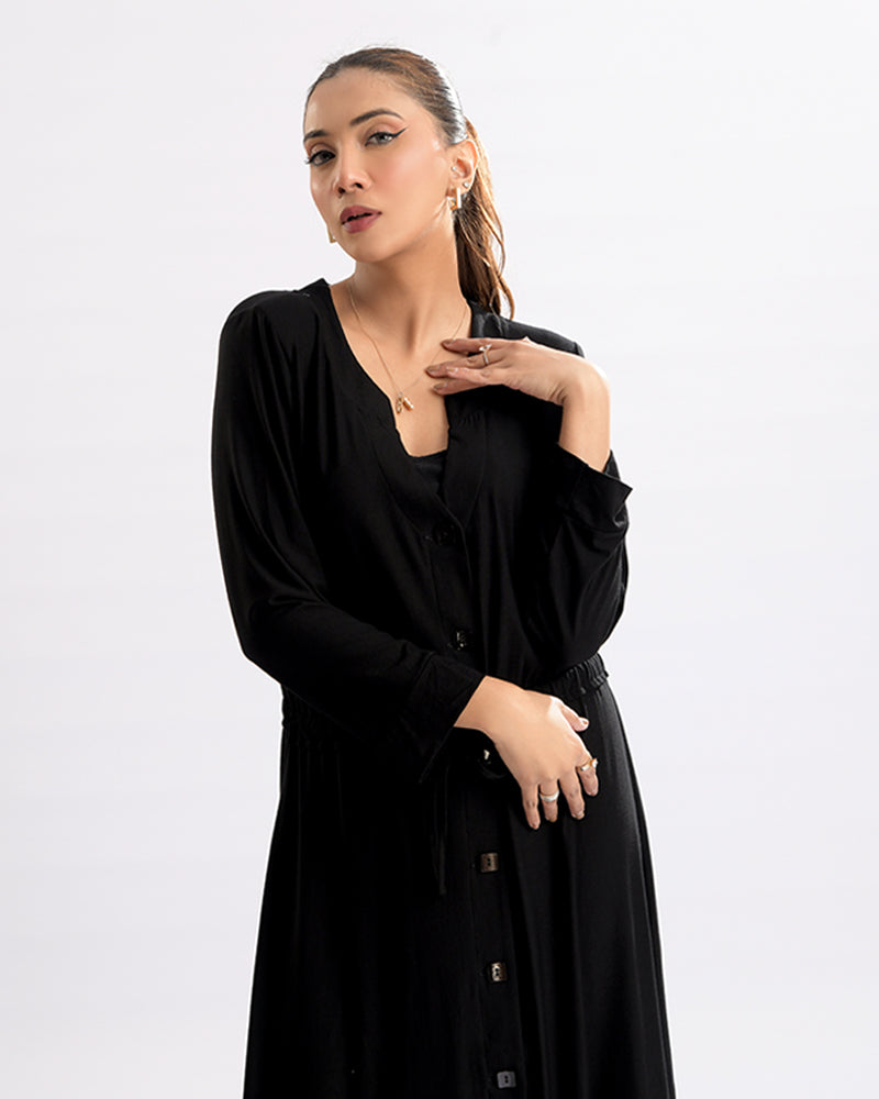 Classic Button-Front Top and Straight Pant Ensemble