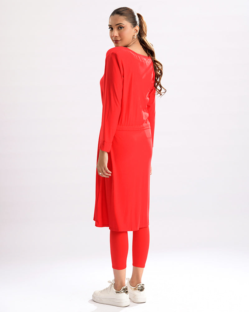 Classic Button-Front Top and Straight Pant Ensemble