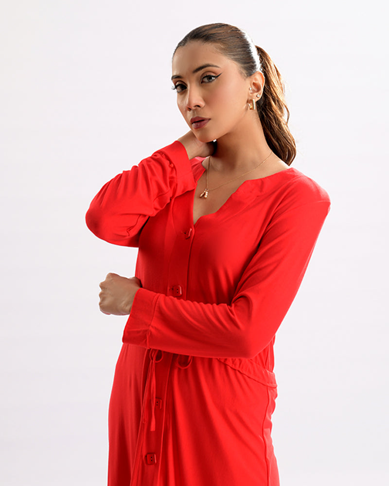 Classic Button-Front Top and Straight Pant Ensemble