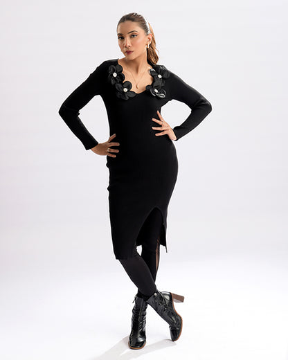 Floral Elegance 3D Motif Dress