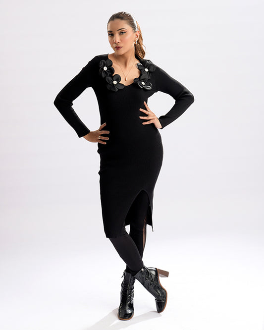 Floral Elegance 3D Motif Dress