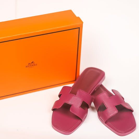 Hermes Oran Sandal in Shocking Pink