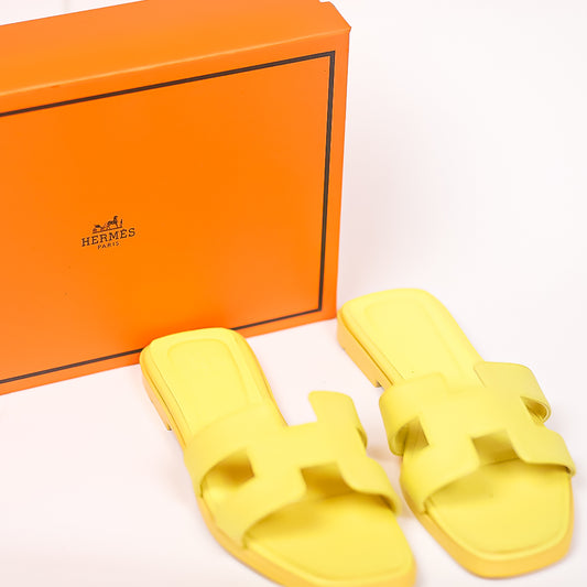Hermes Oran Sandal in Vibrant Yellow