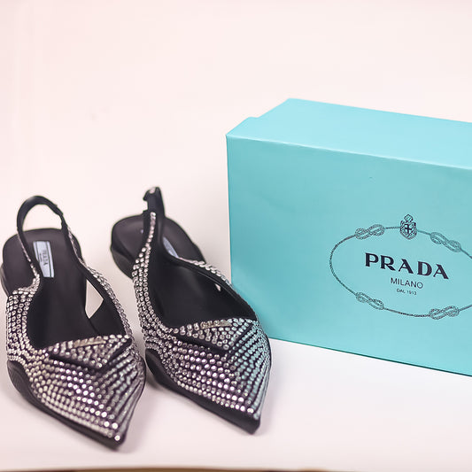 PRADA Crystal-Embellished Slingback Pumps
